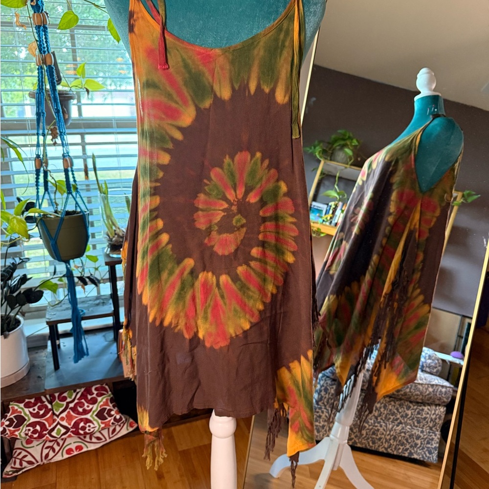 Boho Spiral Tie-Dye Fringe Dress (Handmade Style) - Picture 3 of 5